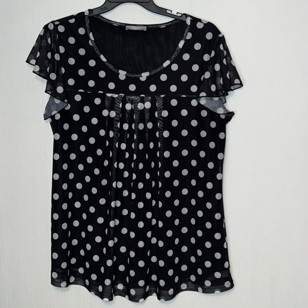 Furnex Womens Blouses Plus Size XXL Lined Polka Dot Blouse Top.
